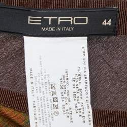Pre Owned Etro Brown/Multicolor Printed Silk Chiffon Maxi Skirt M