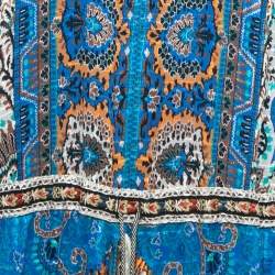 Pre Owned Etro Blue Printed Silk Long Sleeve Maxi Dress M
