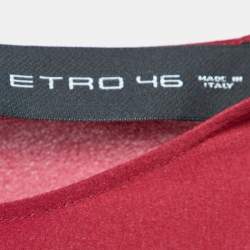 Pre Owned Etro Burgundy Printed Silk Bell Sleeve Maxi Dress L