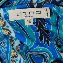 Pre Owned Etro Blue Printed Jersey Midi Dress L