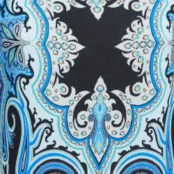 Pre Owned Etro Blue Printed Jersey Midi Dress L
