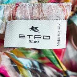 Pre Owned Etro Multicolor Printed Silk Sheer Tie Detail Maxi Dress S