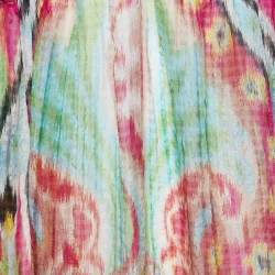 Pre Owned Etro Multicolor Printed Silk Sheer Tie Detail Maxi Dress S
