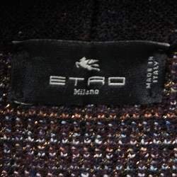 Etro Purple/Black Wool Blend Buttoned Cardigan M