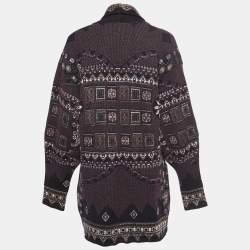 Etro Purple/Black Wool Blend Buttoned Cardigan M