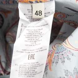 Etro Blue Printed Cotton Full Sleeve Shirt L