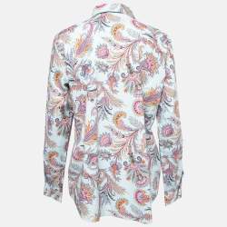 Etro Blue Printed Cotton Full Sleeve Shirt L