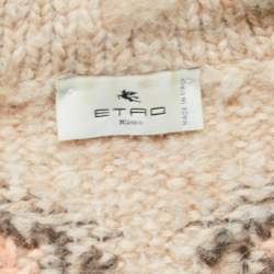 Etro Beige/Multicolor Wool Blend Rainbow Intarsia Cardigan M