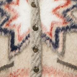 Etro Beige/Multicolor Wool Blend Rainbow Intarsia Cardigan M
