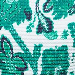 Etro Green Floral Print Stretch Synthetic Long Sleeve Turtle Neck Top M