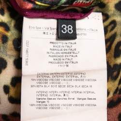 Pre Owned Etro Red Printed Satin Contrast Paneled Double Breasted Blazer S