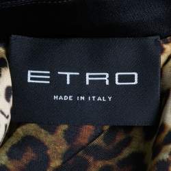 Pre Owned Etro Red Printed Satin Contrast Paneled Double Breasted Blazer S
