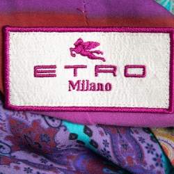 مملوكة مسبقًا Etro Multicolor Printed Silk Button Front Short Dress M