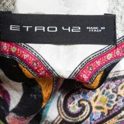 Pre Owned Etro Multicolor Printed Silk Blend Button Front Mini Belted Shirt Dress M