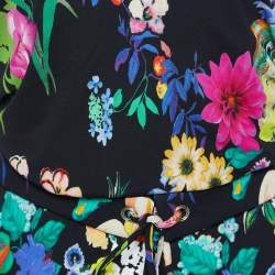 Pre Owned Etro Multicolor Floral Printed Jersey Belted Sleeveless Jumpsuit M