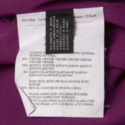 مملوكة مسبقًا Etro Purple Crepe Beads Embellished V-Neck Sleeveless Blouse M