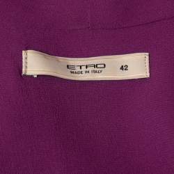 مملوكة مسبقًا Etro Purple Crepe Beads Embellished V-Neck Sleeveless Blouse M