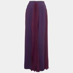 Pre Owned Etro Purple Crepe Pleated Maxi Skirt M