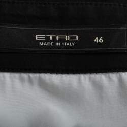 Pre Owned Etro White/Black Dotted Cotton Floral Lace Trimmed Button Front Full Sleeve Shirt L