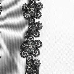 Pre Owned Etro White/Black Dotted Cotton Floral Lace Trimmed Button Front Full Sleeve Shirt L