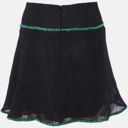 Pre Owned Etro Black Cotton Mesh Contrast Detail Layered Mini Skirt S