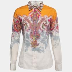Pre Owned Etro Multicolor Paisley Printed Stretch Cotton Shirt M