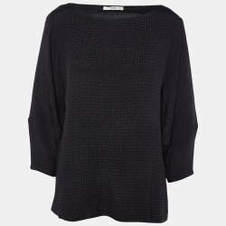 مملوكة مسبقًا Etro Black Square Patterned Knit Top L