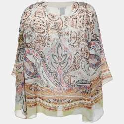 Etro Cream Printed Silk Kaftan Top (One Size)