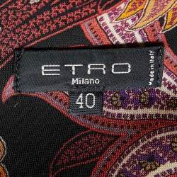 مملوكة مسبقًا Etro Black paisley Printed Jersey Midi Dress S