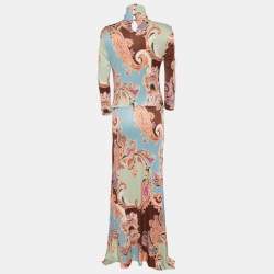 Pre Owned Etro Multicolor Paisley Printed Jersey Maxi Dress L
