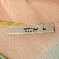 Pre Owned Etro Multicolor Geometric Print Silk Short Sleeve Blouse M