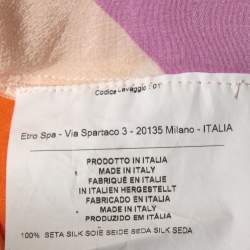 Pre Owned Etro Multicolor Geometric Print Silk Short Sleeve Blouse M