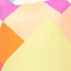 Pre Owned Etro Multicolor Geometric Print Silk Short Sleeve Blouse M