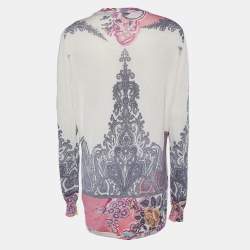 Etro Multicolor Printed Silk Knit Button Front Cardigan M