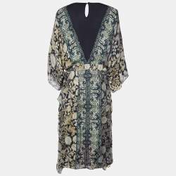 Pre Owned Etro Multicolor Printed Silk Midi Dress L