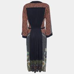 Pre Owned Etro Multicolor Printed Wool Blend Midi Dress M