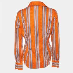 Etro Orange Printed Cotton Button Front Shirt L