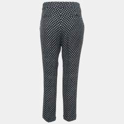 Pre Owned Etro Black Polka Dotted Crepe Trousers M