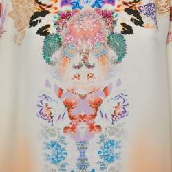 Pre Owned Etro Light Orange Floral Print Silk Mini Shift Dress S