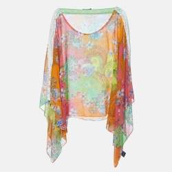 Etro Multicolor Printed Silk & Lace Kaftan Top (One Size)