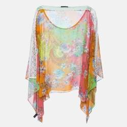 Etro Multicolor Printed Silk & Lace Kaftan Top (One Size)