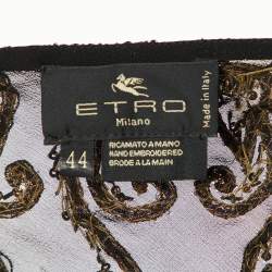 Pre Owned Etro Black Embellished Silk Long Sleeve Blouse M
