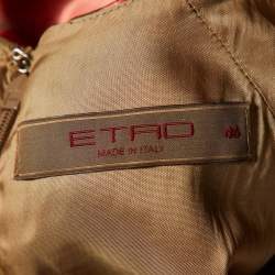 Pre Owned Etro Multicolor Printed Satin & Velvet trim Midi Dress L