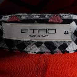 Pre Owned Etro Orange Printed Silk Skorts M