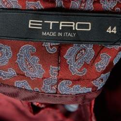 Pre Owned Etro Red Paisley Jacquard Tapered Leg Pants M