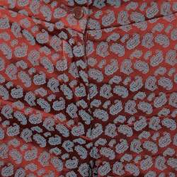 Pre Owned Etro Red Paisley Jacquard Tapered Leg Pants M