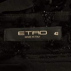 Pre Owned Etro Black Floral Embellished Chiffon Pants M