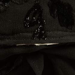 Pre Owned Etro Black Floral Embellished Chiffon Pants M