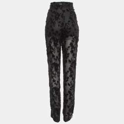 Pre Owned Etro Black Floral Embellished Chiffon Pants M