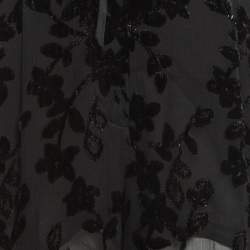 Pre Owned Etro Black Floral Embellished Chiffon Pants M